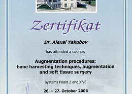 Augmentation procedures: bone harvesting techniques, augmentation
and soft tissue surgery