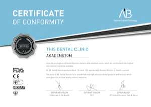 Сертификат центра имплантации челюсти Академстом